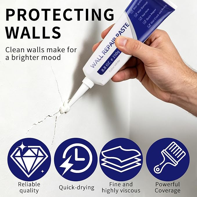 Drywall Repair Kit with Scraper, 2026 New Wall Mending Agent for Holes, Cracks, Small Damage, Quick Easy Solution for Home Wall Efficient Patch Repair (2 pcs)