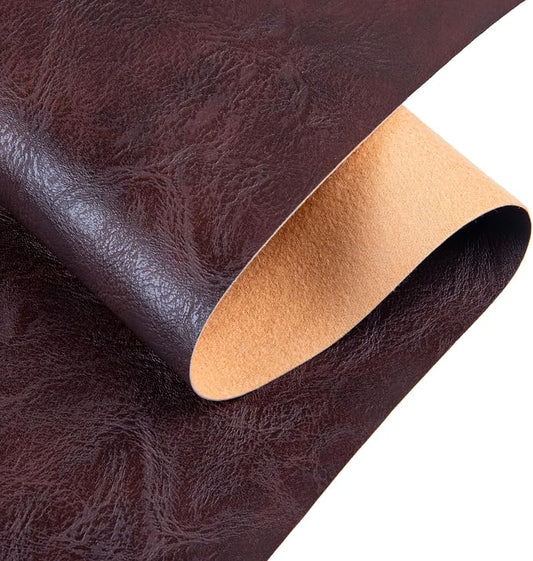 Faux Leather Fabric Sheet, 12 x 54 Inches, Texture Synthetic Material for DIY Crafts, Leather earings,Upholstery, Automotive, Sofa Projects Individual 1/3 Yard Cut (Dark Brown, 1/3 Yard)