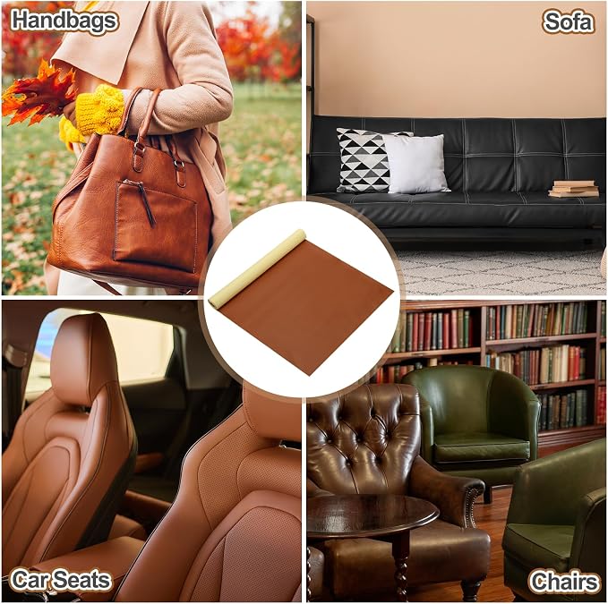 MECCANIXITY Leather Repair Patch 14"x54" Self-Adhesive Leather Vinyl Repair Tape Kit for Furniture Couches Sofa Chair Car Boat Seats Jackets, Beige