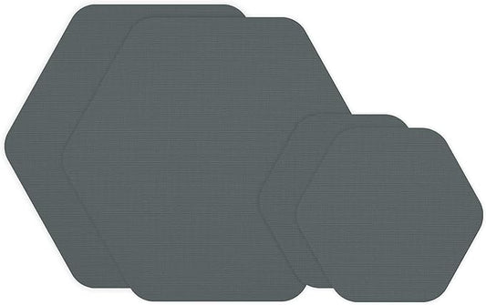 GEAR AID Tenacious Tape Hex – 2.5” & 1.5” Repair Patches (4 Patches: Two 2.5” & Two 1.5”, Gray) – Peel-and-Stick Outdoor Nylon Fabric to Fix Holes and Burns in Down Jackets, Rain Gear and Tents
