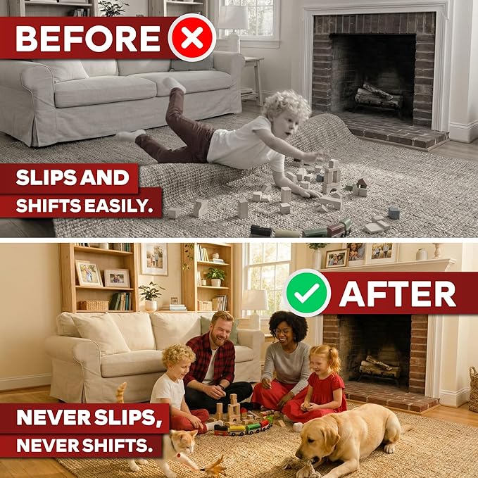 XFasten Double Sided Carpet Tape for Area Rugs, 4 Inch x 30 Yards – Heavy Duty Anti Slip Rug Grip Tape, Works as Rug Gripper, Residue Free, Wood Safe, Easy Removal for Hardwood and Laminated Floors