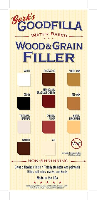Goodfilla White, 1 Gallon (13.5lbs), Wood and Grain Filler, Stainable, Sandable, Sandable, Zero Waste, Non-Toxic, USA Made