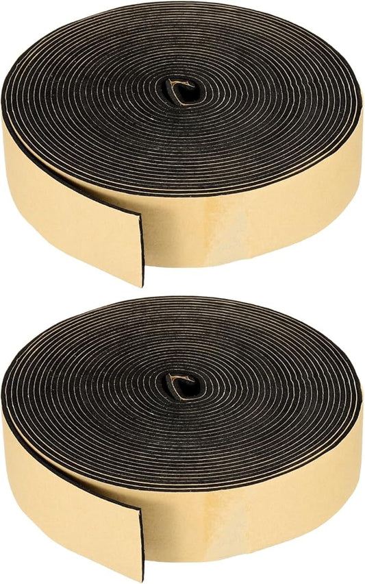 PATIKIL Foam Insulation Tape, 2" W x 1/8" t x 32.8FT Self Adhesive Weather Stripping Door Seal Strip for Door Window Air Conditioning, Black