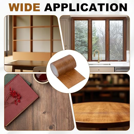 uxcell Wood Grain Repair Tape, 3.1" x 15ft Self Adhesive Wood Grain Colored Duct Tape Waterproof Repair Patch for Furniture Floor Scratch Fix, Baseboards, DIY Decor, Mahogany