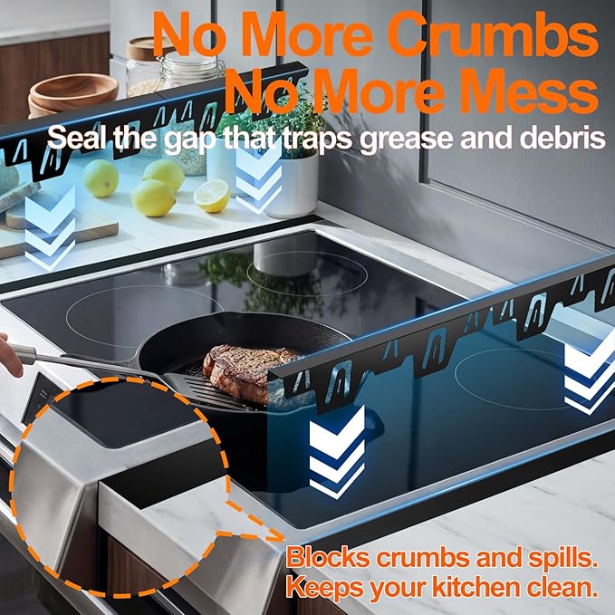 Stove Gap Covers Stainless Steel, 2 Pack Upgraded Stove Gap Filler for Gap Between Stove and Counter, Range Trim Kit Fits Up to 26 Inch & 0.6 Inch Width, Stove Counter Gap Cover