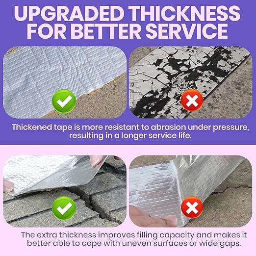 TAPEBEAR 9Rolls Extra Thicker Butyl Tape Waterproof 8inch x16feet, 51mil Aluminum Butyl Sealant Tape, Duct Sealing Adhesive for RV Roof Repair, Boat and Pipe Sealing, Metal, Roof Leak Patching