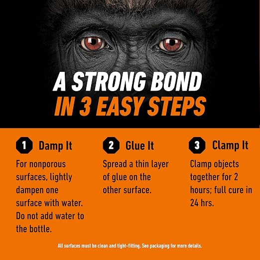 Gorilla Original Gorilla Glue, Brown, Waterproof Polyurethane Glue, 8 Ounce (Pack of 1) - Expands Into Materials, All Purpose