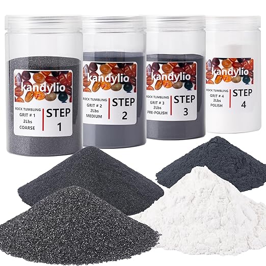 8 Lbs Rock Tumbler Grit Kit Polish Upto 60LBS Rocks Silicon Carbide & Aluminum Oxide Polishing and Tumbling Abrasive Media for Any Rock Tumbler Polisher