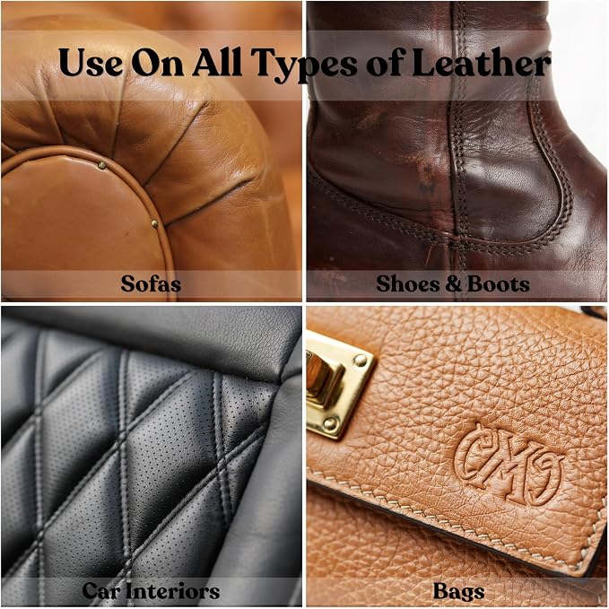 Premium Beeswax Leather Conditioner & Balm – Hand-Poured Natural Restorer for Boots, Bags, Jackets, Furniture, Car Seats & More – Cleans, Conditions & Protects – 7.0 Fl Oz