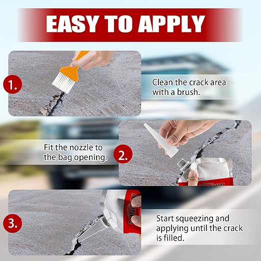 Dongxw Asphalt Crack Filler, 4Packs High Elasticity Driveway Crack Filler, Concrete Crack Sealant for Driveway Waterproof Cement Caulking Adhesive(Black, 4.41LB)
