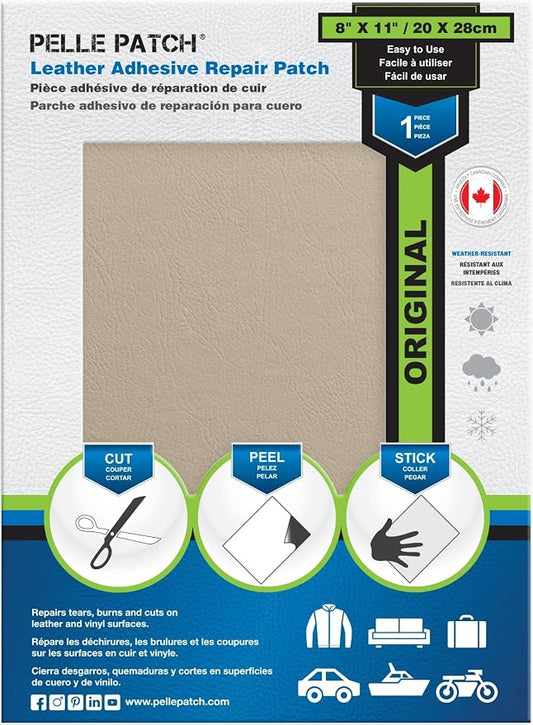 Leather Patches for Couch - 25 Colors Available - Original 8x11 - Cream