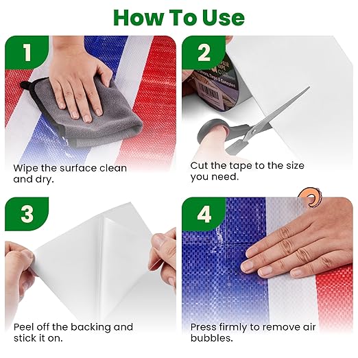 Awning Covers & Tarp Repair Tape - Waterproof Self Adhesive Patch Repair Kit | Patch Tapes for Awnings, Outdoor Canopies, Patio Window Awnings, Gazebos, Tents, RV, Canvas, Boat Covers (Transparent 3")