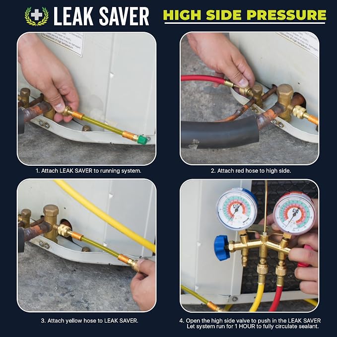 Leak Saver Direct Inject AC Leak Sealer 3-Pack | AC Stop Leak for Most HVAC Systems Up to 5 Tons | Works with All Systems & AC Refrigerants | Made in the USA