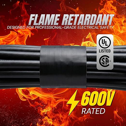 Wide Electrical Tape - Heavy Duty Thick Flame Retardant Black Electrical Tape, Industrial Grade Waterproof PVC Vinyl Roll, 2in x 66ft, 7 Mil, 600V - UL/CSA Listed