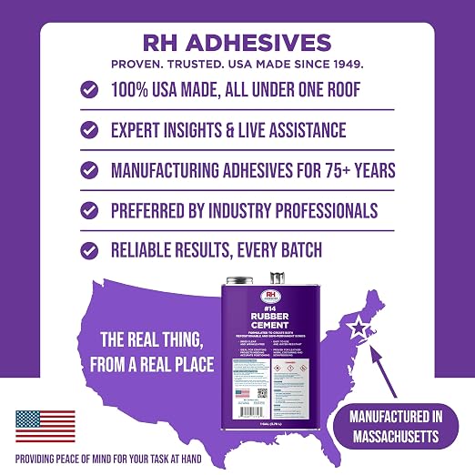 #14 Rubber Cement, 1 Gallon - Crafting, Leather, Upholstery, Costuming, Scrapbooking, DIY, Repostionable, Semi-Permanent - RH Adhesives