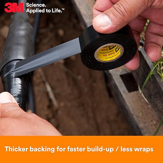 3M Scotch Super 33+ Electrical Tape - 2 in x 36 yd (108 ft), Premium Grade All-Weather Vinyl, Resistant to Abrasion, Moisture, Corrosion, Alkalies - Long Roll, 1 in Core, Black, 1 Roll
