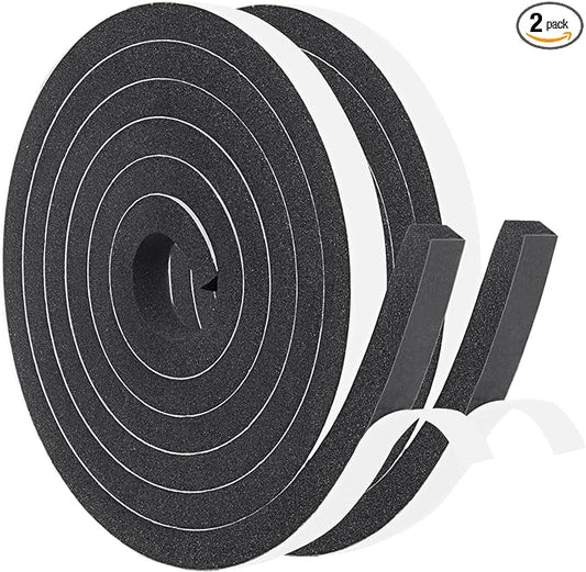Yotache Foam Seal Tape 1/2" x3/8", Self Adhesive Weather Stripping Insulation Foam Neoprene Weather Stripping, 2 Rolls x 6.5 Feet Each, Total 13 Feet Long