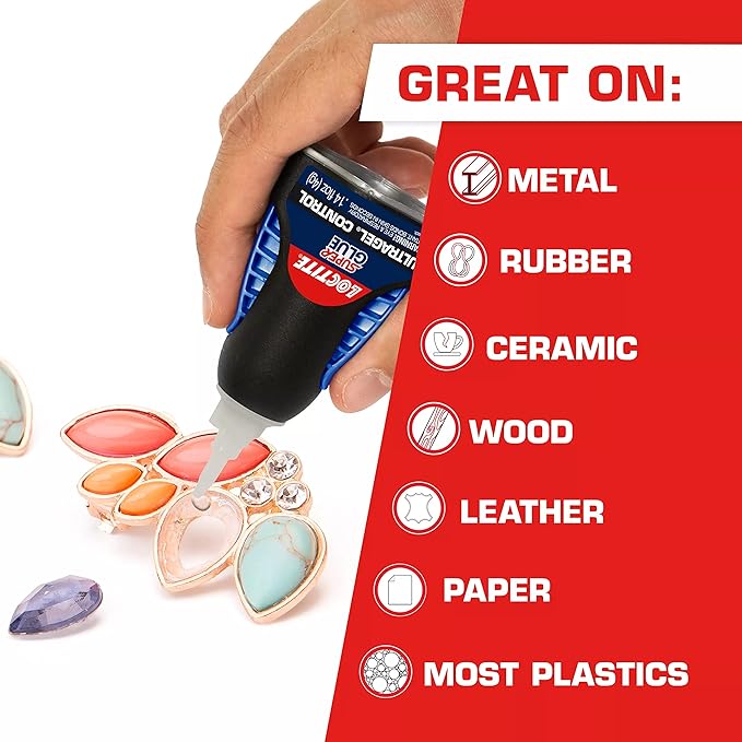 Loctite Super Glue Ultra Gel Control, Clear, 0.14 fl oz Bottle, 3 Pack - Superglue for Plastic, Wood, Metal, Crafts & Repair, Cyanoacrylate Adhesive Instant Glue, Quick Dry
