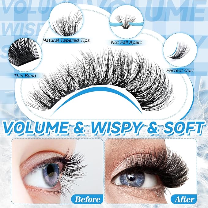 Lash Clusters 3D Volume Eyelash Clusters 10-18mm 100D Thick Individual Lashes280pcs D Curly Cluster Eyelash Extensions Soft DIY Lash Extension At Home(0.05D,100D)