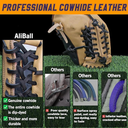 Baseball Glove Lace, 2 Pcs Authentic Cowhide Lace 79 Inch, Perfect Quick Repair Baseball Glove Repair Lacing Kit