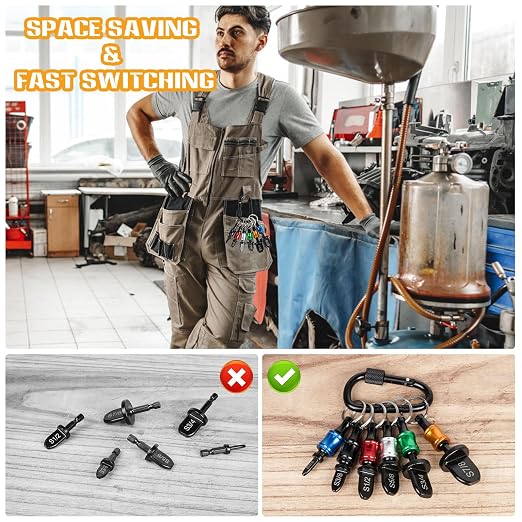 Aoebwpwi 12PCS Swage Tool HVAC Repairing Set with Bit Holder, Air Conditioner Copper Tube Expander Swaging Tool Drill Bit Copper Pipe Swage, 1/4'', 3/8'',1/2'',5/8'',3/4'',7/8'' Bits Set (12PCS)