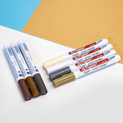 10 Pieces Tile Pen Wall Grout Color Pen Tile Repair Pen Refill Wall Gap Grout Renew Marker for Tiles Floor Kitchen Bathroom (Brown)