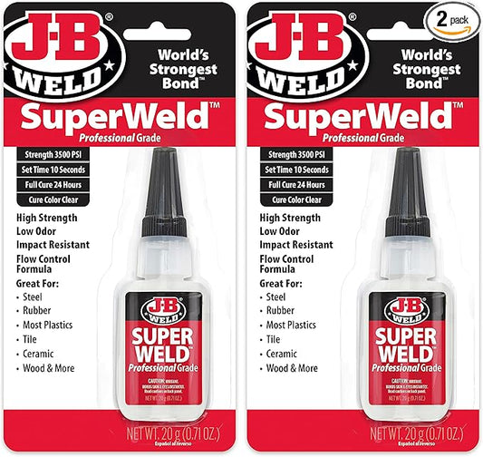 J-B Weld Superglue 20g 2 Pack - SuperWeld Professional Grade