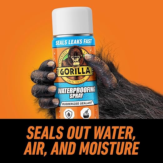 Gorilla Waterproofing Spray White, Flexible Rubberized Sealant Coating, Paintable UV Resistant, Seals Water Air Moisture, 16 oz (Pack of 6), for Roofs Gutters Skylights RVs Windows & More