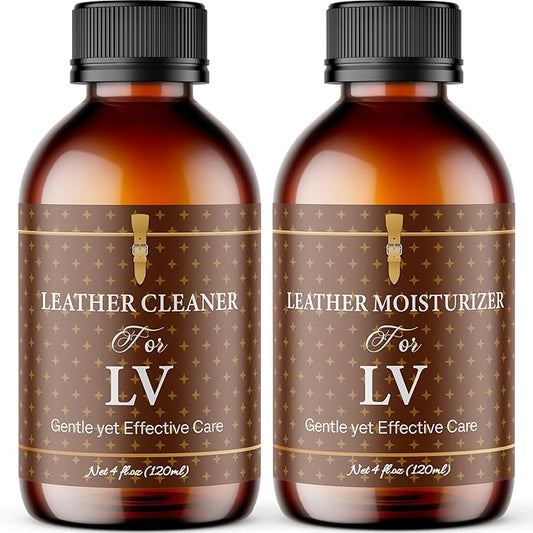 Leather Cleaner & Moisturizer Set for Louis Vuitton, Shine Your Louis Vuitton and Smell New, Gently Soften and Rejuvenate Vachetta Leather, Remove Stains & Cover Minor Scratches for All Luxury Brands
