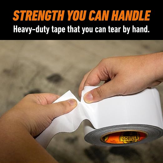 GORILLA Tape Tough & Wide, White Tape, 2.88" x 25 yd (Pack of 4) - Heavy Duty and Weather Resistant for Indoor or Outdoor