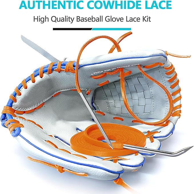 Baseball Glove Lace, Mitt Lace Repair Kit Softball 2 Leather Laces and 2 Lacing Needles for Catcher's Glove