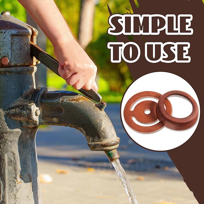 Pushglossy 2 Sets Leather Pitcher Pump Repair Kit Include 2 Pcs 3 1/2 Incehs Lower Valve Leather 2 Pcs 3'' x 2'' Leather Cup Leather Lower Valve Leather Cup Pitcher Pump Well Kit for Spout Hand Press