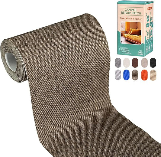 Canvas Repair Tape,Fabric Repair Patch,4×70 Inches,Outdoor Gear Patch, Waterproof,Self-Adhesive for Repairing Boat Covers,Tents,Sofas,Patio Umbrellas,Lounge Chairs,Awnings