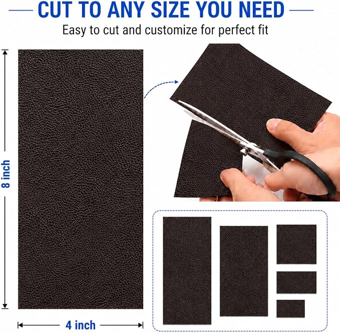 2PCS 8×4 Inch PU Leather Patch for Car Seat Repair, Self-Adhesive Leather Repair Patch Tape for Vinyl Leather Upholstery, Car Seat Furniture Repair Kit (Light Coffee)