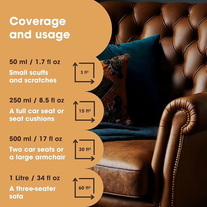 Furniture Clinic Leather Repair Paint | 2-in-1 Seal and Color | Use on Scratches, Tears, and Holes in Car Seats, Furniture | Quick and Easy Leather Repair Kit for Furniture (Maroon, 250ml / 8.5oz)