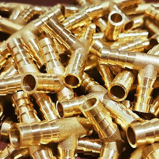 Da by 4 pcs 3/8"(10mm) Brass Tee Barb Fittings for 3/8" ID Hose,12 pcs Stainless Steel Pipe Clamps,3 Way Union Intersection for Water/Fuel/Air(T)