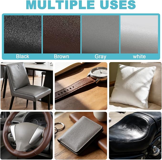 Black Faux Leather Fabric 19"x54" - Smooth Waterproof Vinyl Leather for Upholstery, Furniture Refurbishment, Sofa Repair, Automotive Interior and DIY Sewing Projects