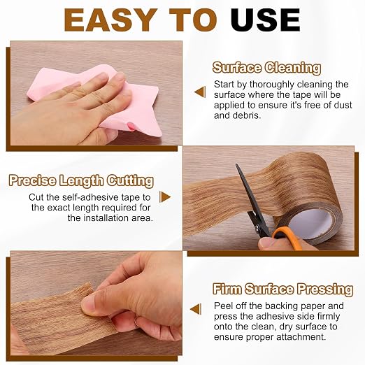uxcell 2 Pcs Wood Grain Repair Tape, 2.2" x 15ft Self Adhesive Wood Grain Colored Duct Tape Waterproof Repair Patch for Furniture Floor Scratch Fix, Baseboards, DIY Decor, Golden Pine
