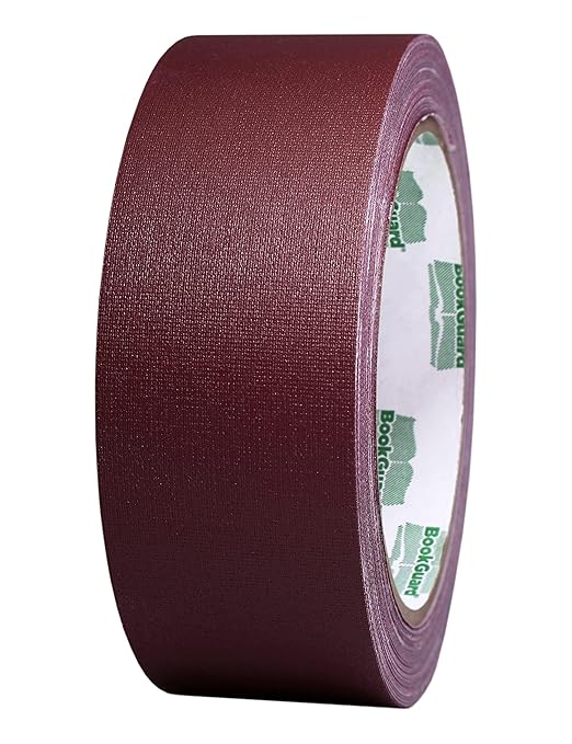 BookGuard 1-1/2 Inch Vinyl-Coated Cotton Cloth Bookbinding Repair Tape, 15 Yard Roll, Burgundy