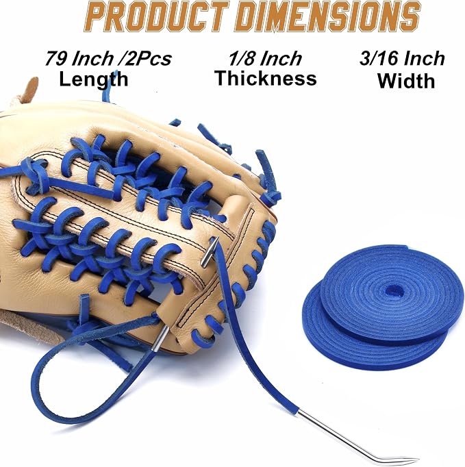 Baseball Glove Lace, 2 Pcs Authentic Cowhide Lace 79 Inch, Perfect Quick Repair Baseball Glove Repair Lacing Kit