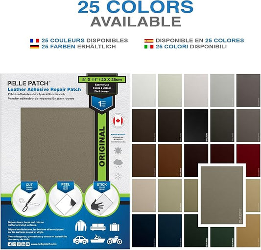 Leather Patches for Car Seats - 25 Colors Available - Original 8x11 - Camel