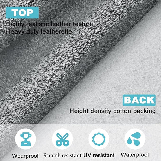 Faux Leather Upholstery Fabric, Smooth Vinyl Leather Sheets, Waterproof Synthetic Leather Material for Sofa, Furniture, Car Seat, DIY Crafts, 78" x 55" (Gray)