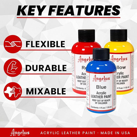 Angelus Acrylic Leather Paint - Cream | Flexible Recoloring Balm for Shoes, Furniture, Car Seats & More | Made in USA, 4 fl oz