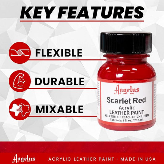 Angelus Acrylic Leather Paint, 1 oz, Scarlet