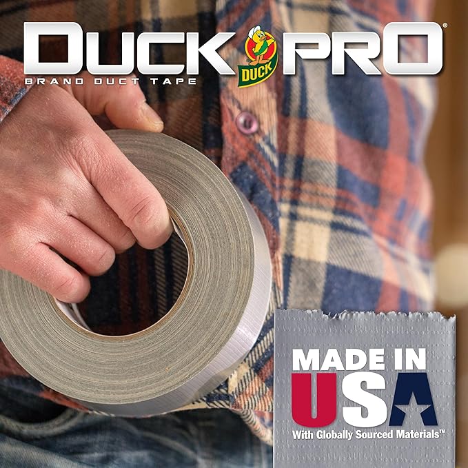 Duck Pro Heavy Duty Duct Tape for Long Lasting Repairs, 2" Wide (1.88 in x 55 Yds) Performance Grade Tape with Waterproof Backing, White, 1 Roll