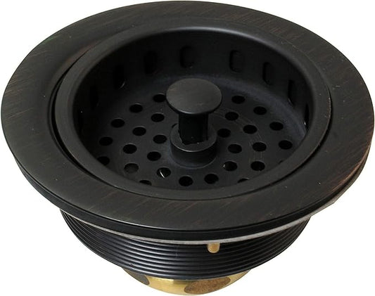 Westbrass D214-12A 3-1/2" Post Style Large Kitchen Sink Basket Strainer, Antique Bronze