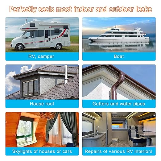 Rv Roof Tape White 2 Inch X 50 Feet, Waterproof Repair Sealant Tape UV-Resistant & Weatherproof Rv Awning Repair Tape for Window, Vent, Boat Sealing, Truck Camper Roof Patch kit Metal Roof Sealant