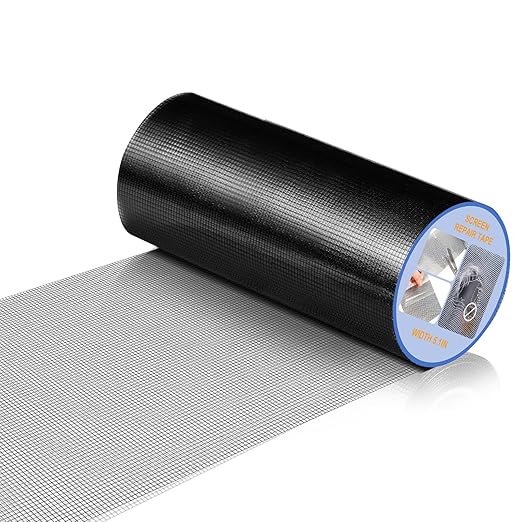 CroBlissful Extra Wide 8 inch x 30 ft Window Screen Tape Mesh Repair Strong Adhesive Waterproof Fiberglass Screen Repair Kit Patch for Window Door Tears Holes(Black)