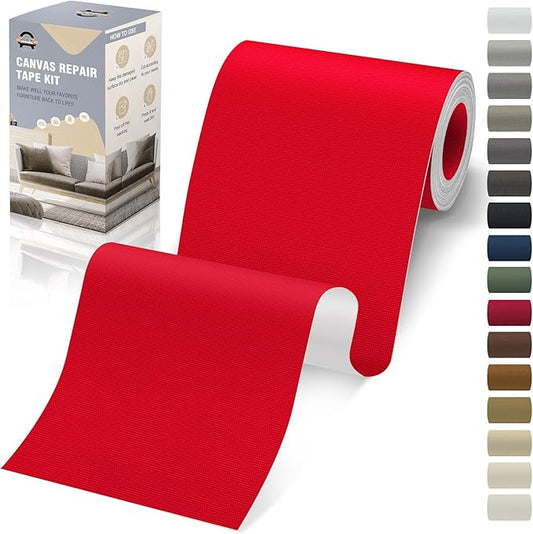 OAZ 4 x 79 inch Canvas Repair Patches Fabric Patch Self-Adhesive Canvas Repair Tape Waterproof Outdoor Gear Patch Kit for Boat Cover Awning Sofa Chair Couch Tent Bag (Red)