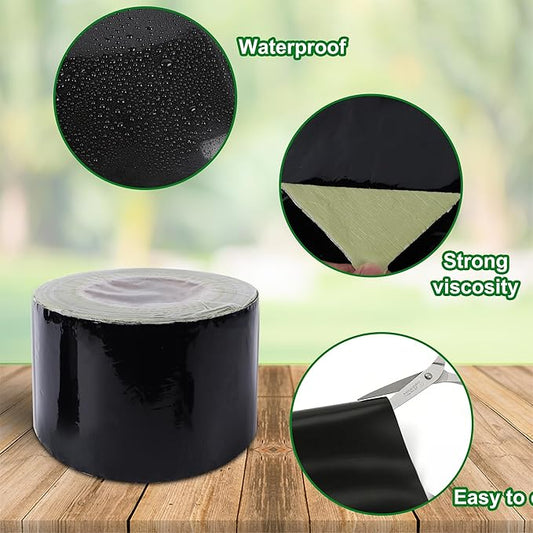 Adroiteet Pond Liner Seam Tape, 10 ft x 4 in Pond Liner Repair Kit Butyl Rubber for EPDM HDPE Outdoor Ponds Patch Single Sided Tape Leak Seal for Pond Underlayment